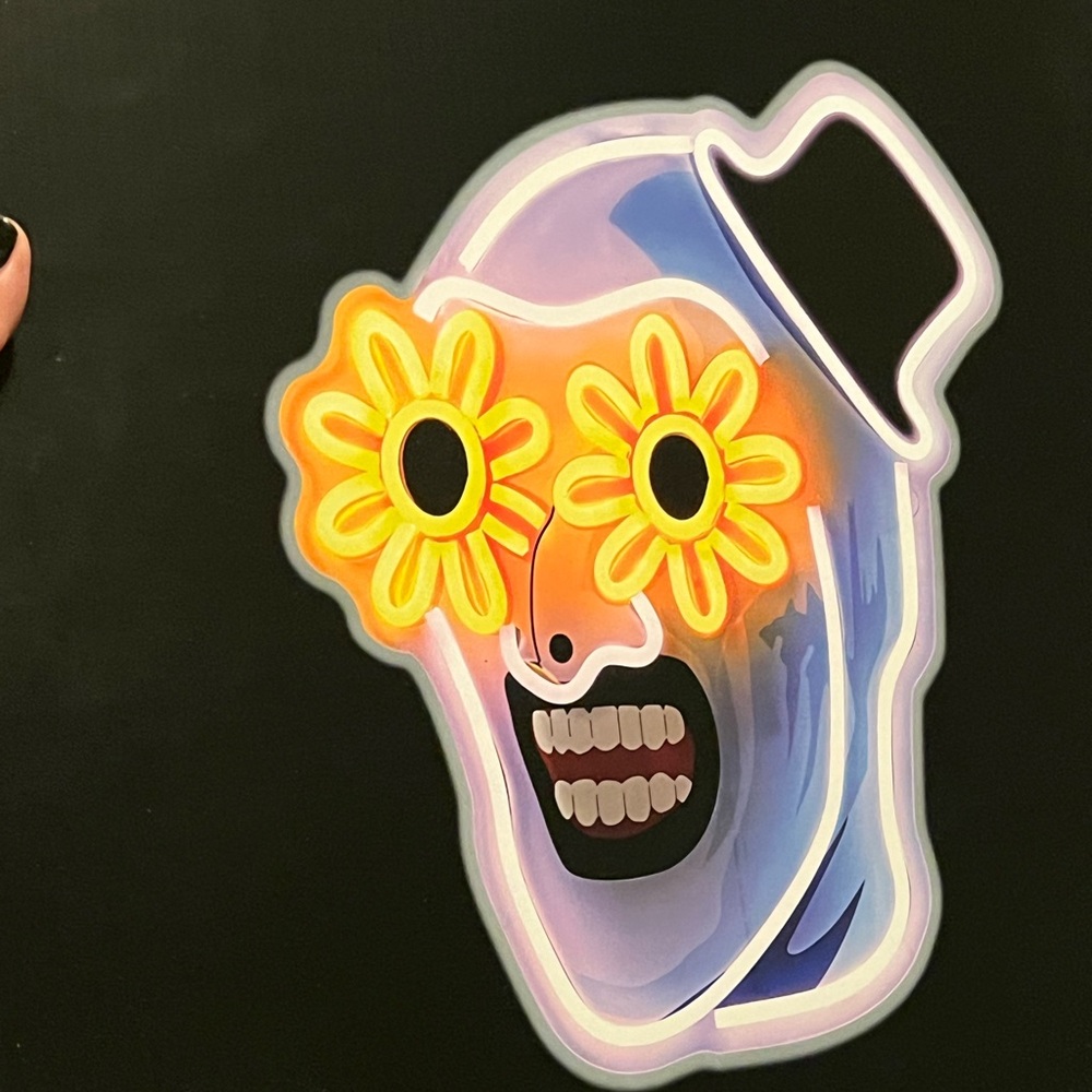 Colorful Face Sticker with Hat and Flowers